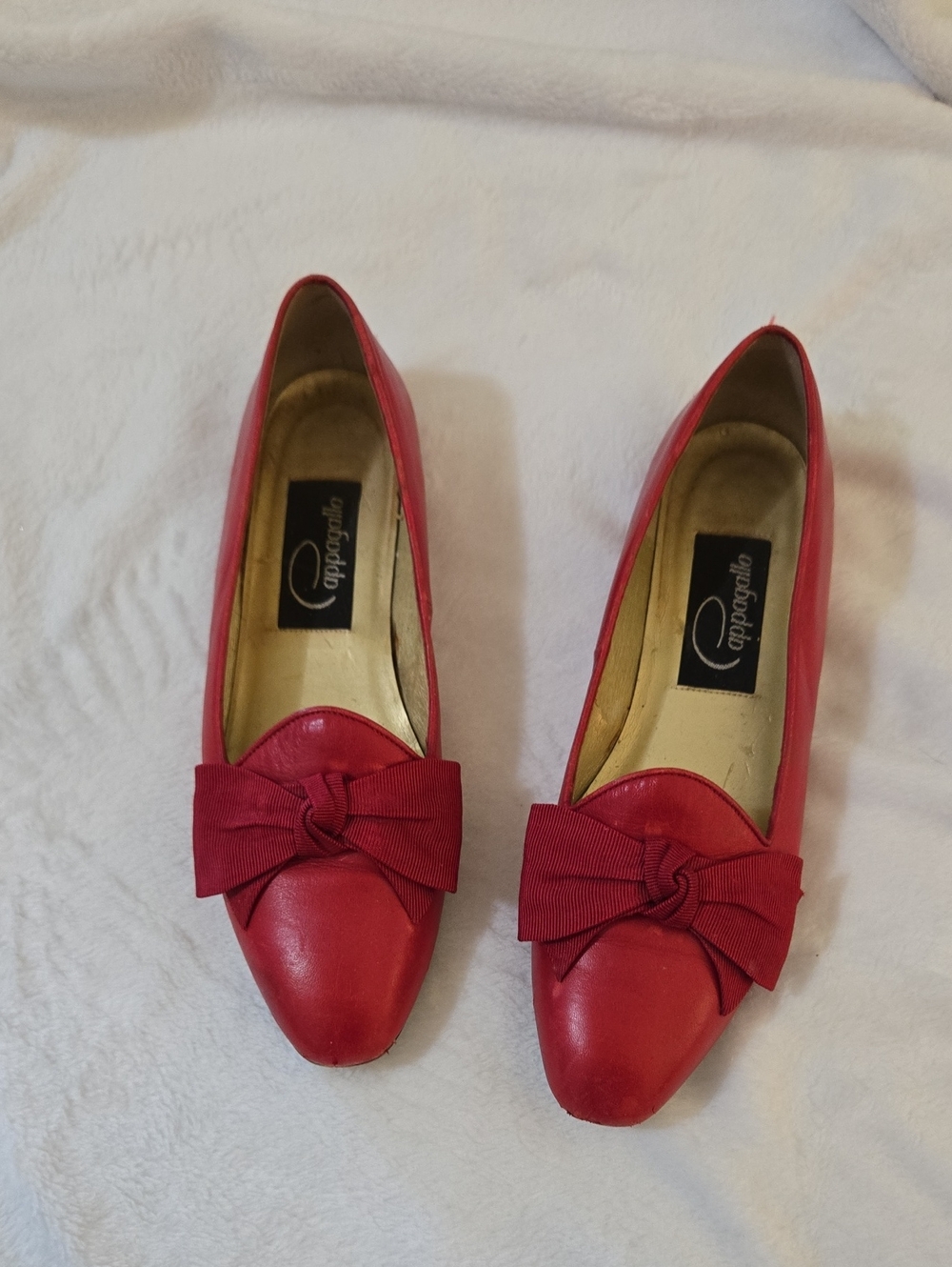Pappagallo Red Leather Bow-Trim Loafers